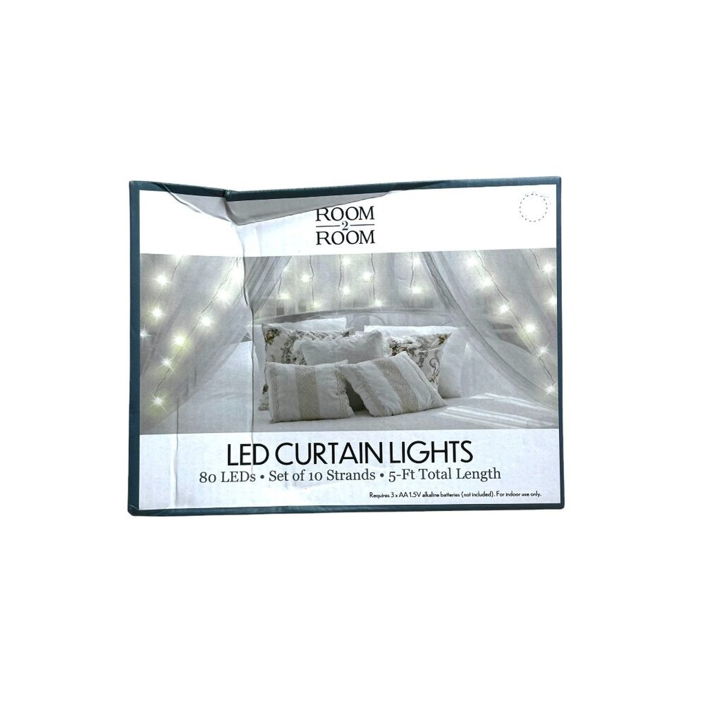 Room To Room LED Curtain Lights 80 LEDs Set Of 10 Strands 5-Ft Total Length